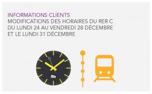 Bandeau modifications des horaires - Semaine de Noël - RER C