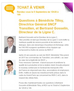 Tchat LigneC du 5 septembre - SNCF Transilien